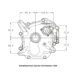 Irtomoottorin kampikammion kannen kiinnityksen mitat