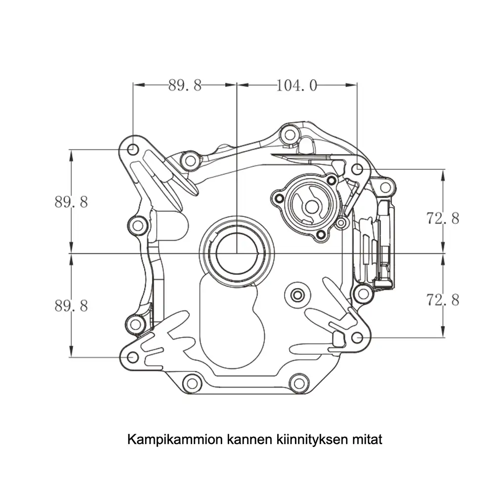 Irtomoottorin kampikammion kannen kiinnityksen mitat